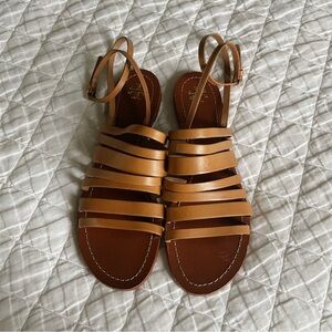 TORY BURCH Anke Wrap Sandals Tan Leather Women’s Size 10.5